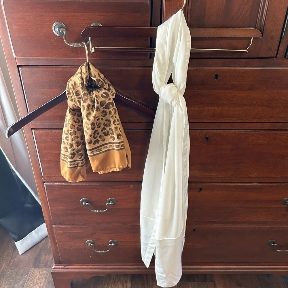 Silky Scarves Lot of 2, Copper/Brown & Cream Beautiful